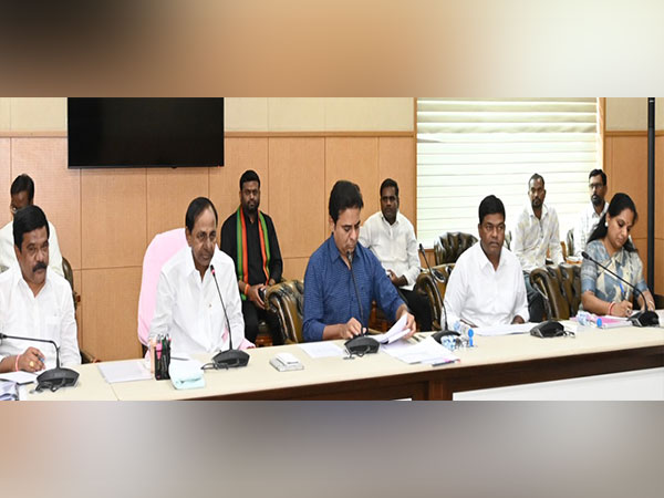 Telangana CM KCR at the meeting. (Image/ANI)
