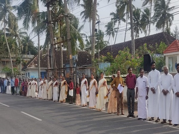 A human-chain protest held earlier against the port project. (File Photo/ANI)