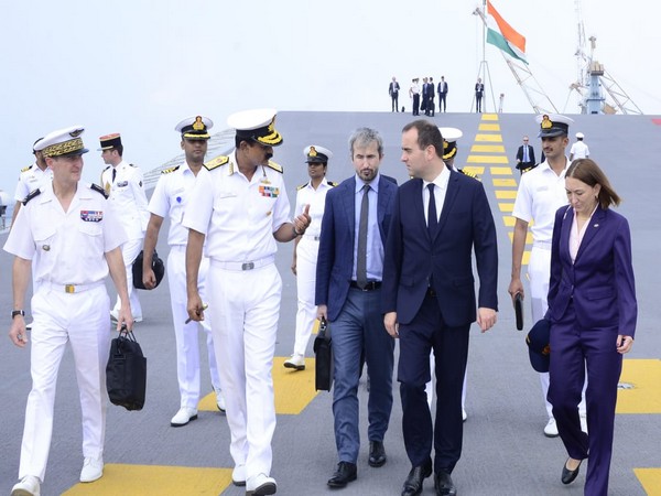 Visit of French minister of armed forces onboard INS Vikrant (Photo/ANI)