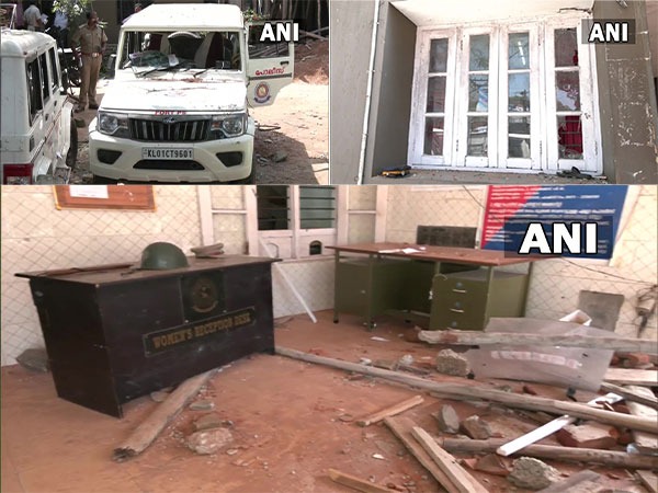 A glimpse of the damage caused by protestors at the Vizhinjam police station (Photo/ANI)