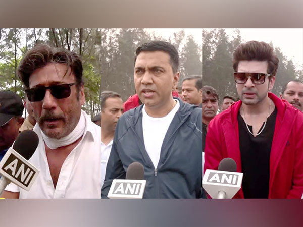 Jackie Shroff, Goa CM Pramod Sawant and Karan Kundrra (Image source: ANI)