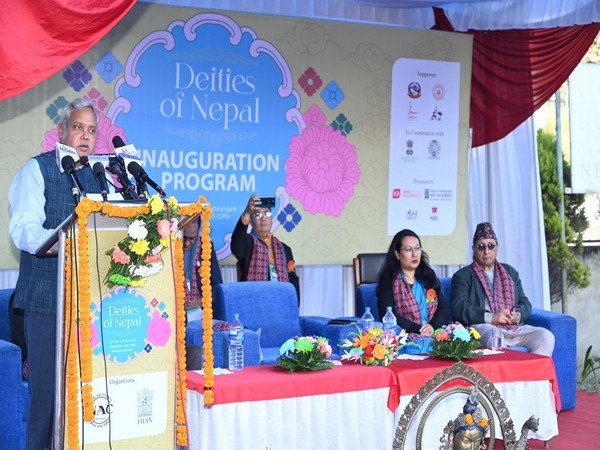 Indian envoy Naveen Srivastava at the art exhibition on 