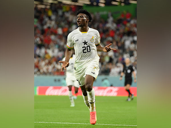 Mohammed Kudus celebrates after scoring his second goal against South Korea (Image: FIFA World Cup Twitter)
