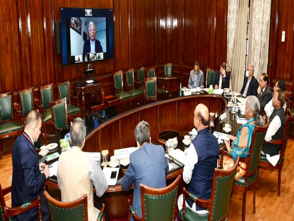 Finance Minister Nirmala Sitharaman during the meeting with stakeholders of labour organisations on Monday (Photo: Twitter @FinMinIndia)