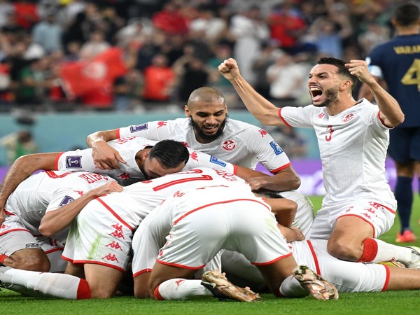 Team Tunisia celebrating. (Photo- FIFA WC Twitter)