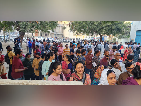 Voting at a school in Gujarat. (Photo/ANI)