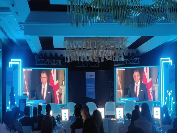 UK Foreign Secretary James Cleverly speaking virtually at the Global Technology summit in New Delhi.