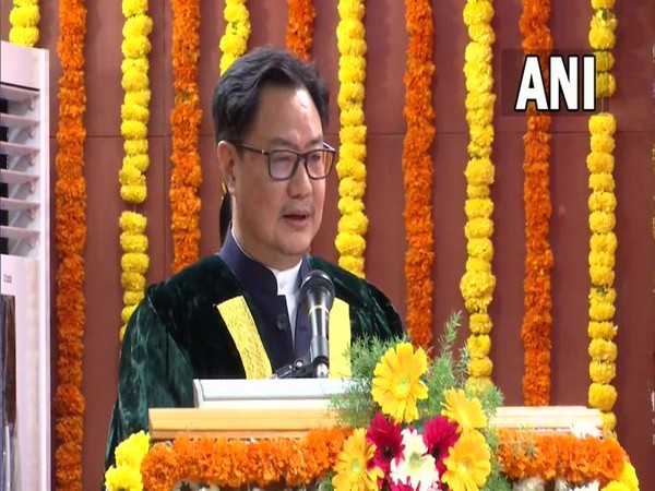 Union Law Minister Kiren Rijiju addressing the 12th Convocation of Tamil Nadu Dr Ambedkar Law University in Chennai (Photo/ANI)