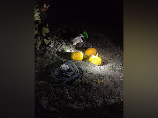 BSF troops recovered 3 packets, that were carried by a drone entering from Pakistan  (Photo: BSF Punjab Frontier Twitter)