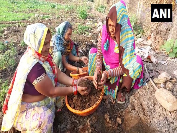 Women preparing manure (Photo/ANI)