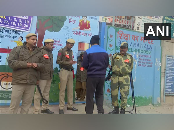 Visuals from a polling booth in Matiala village (Photo/ANI)