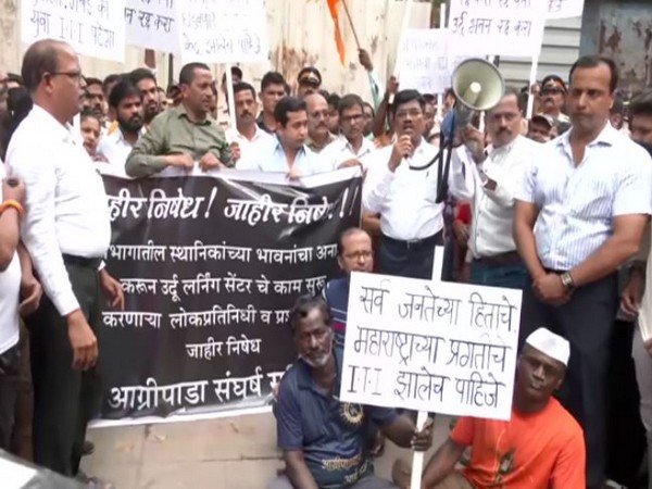 A visual from the protest by Agripada Sangarsh Samiti. 