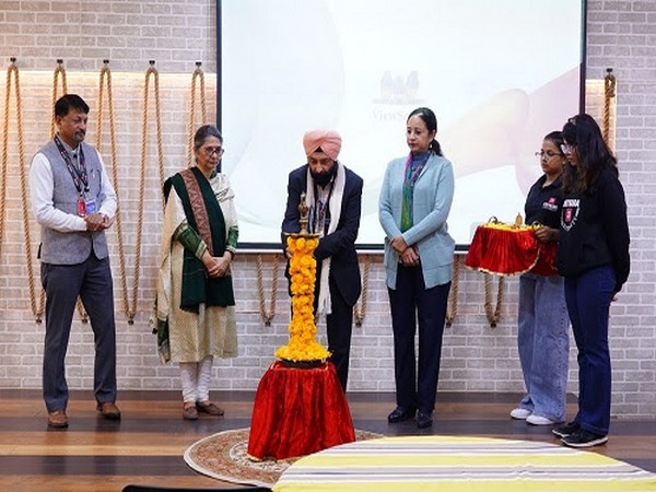 Dr Harpreet Singh Kandra lighting the lamp along with Chitkara University officials at the inauguration of International Symposium on Water and Environmental Management
