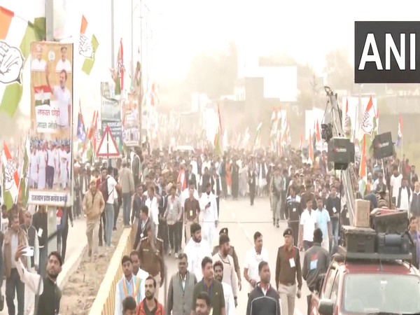 Visual from the Bharat Jodo Yatra in Rajasthan's Sankul (Photo/ANI) 