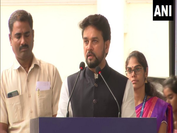 Union Information and Broadcasting Minister Anurag Thakur in Chennai (Photo/ANI)
