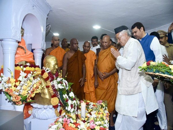 Fadnavis, Governor B S Koshyari paying tribute to Babasaheb
