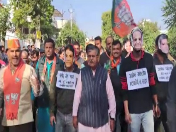 BJP Udaipur protest (Screengrab from ANI video)