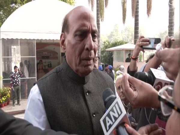 Defence Minister Rajnath Singh speaking to media on Thursday.