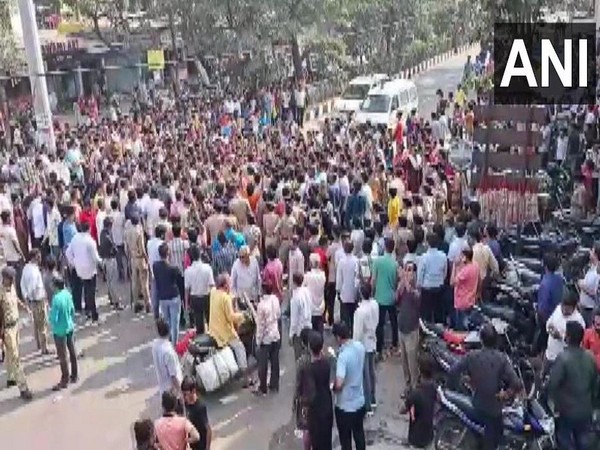 A visual from the protest in Surat (Photo/ANI)