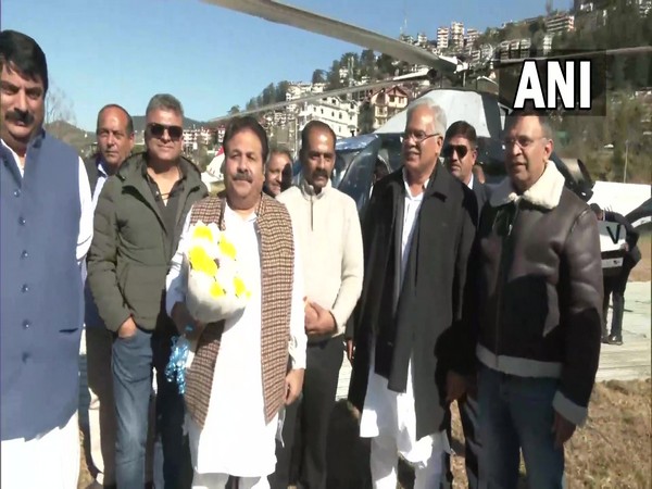 Congress CM Bhupesh Baghel and Himachal in-charge Rajeev Shukla in Shimla (Photo/ANI)
