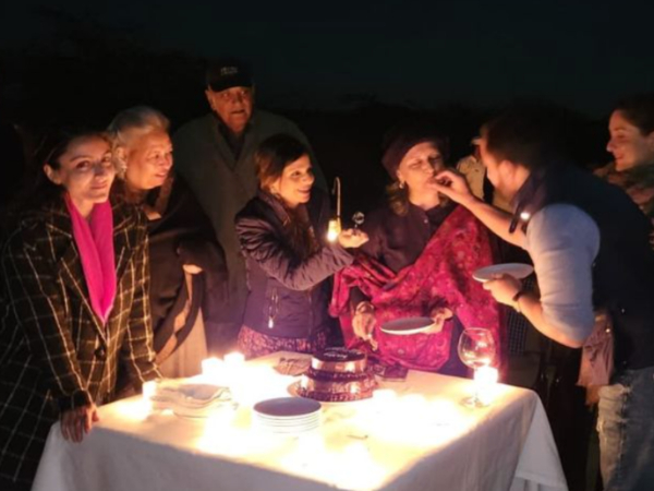 Sharmila Tagore cutting the cake with family and friends (Image Source: Instagram)