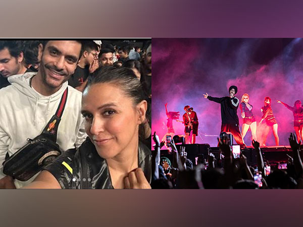 Neha Dhupia with Angad Bedi at Diljit Dosanjh's concert (Image Source: Instagram)