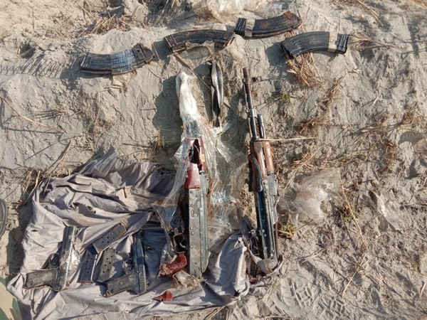 Weapons recovered by BSF troops on Sunday. (Photo/ANI)