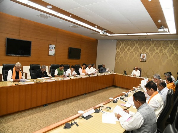 Chief Minister Bhupendra Patel chairing his first cabinet meeting on Monday 