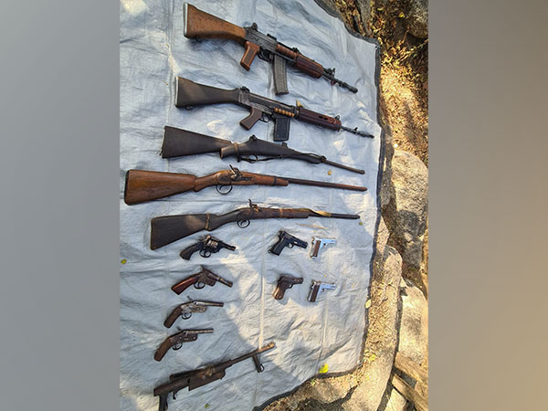 Arms and ammunition recovered in the search operation. (Photo/ANI)
