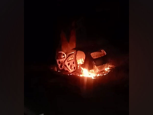 The burning car (Photo/ANI)
