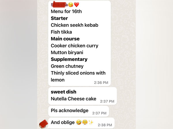 List of food items sent by daughter to her father (Image Source: Twitter)