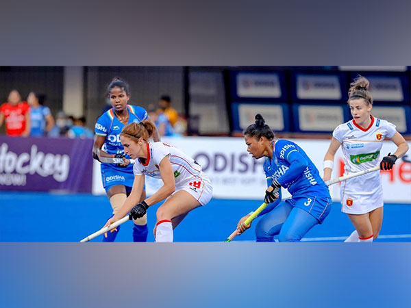 Indian women's hockey team in action against SA during FIH Women's Nations Cup 2022 (Image: Hockey India)