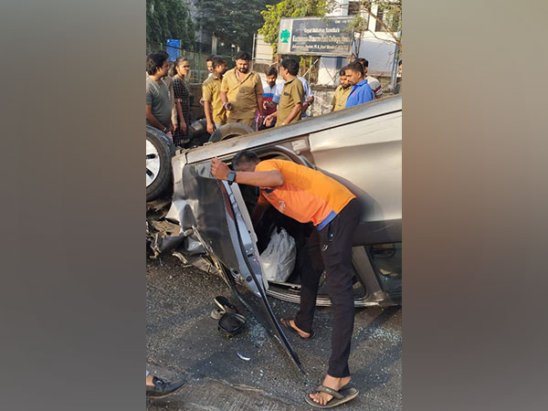 Visual of the car damaged in accident (Photo/ANI)