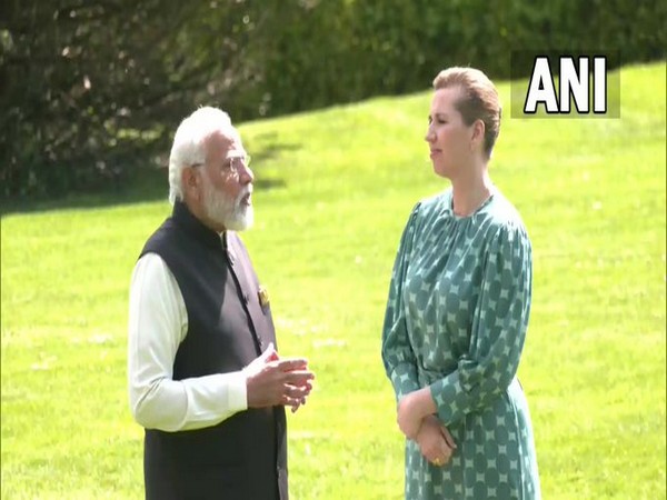 Prime Minister Narendra Modi with Denmark PM Mette Frederiksen. (ANI/Photo)