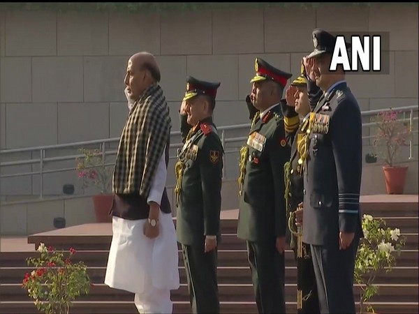 Defence Minister Rajnath Singh at National War Memorial. (Photo/ANI)