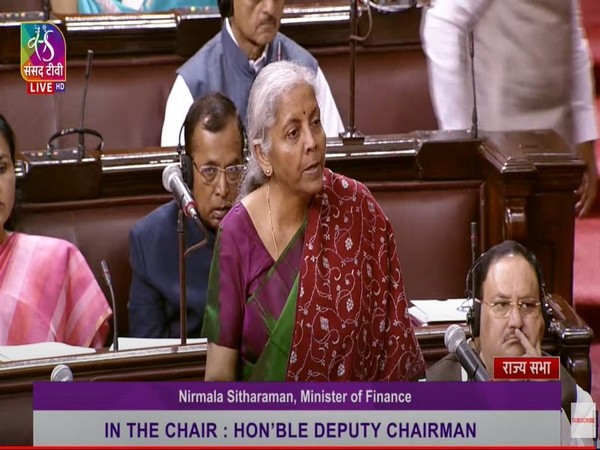 Union minister Nirmala Sitharaman speaking in Rajya Sabha
