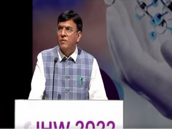 Union health minister Dr Mansukh Mandaviya speaking on 'Integrative Approach to Health & Well-being' in Telangana (Photo/ANI)