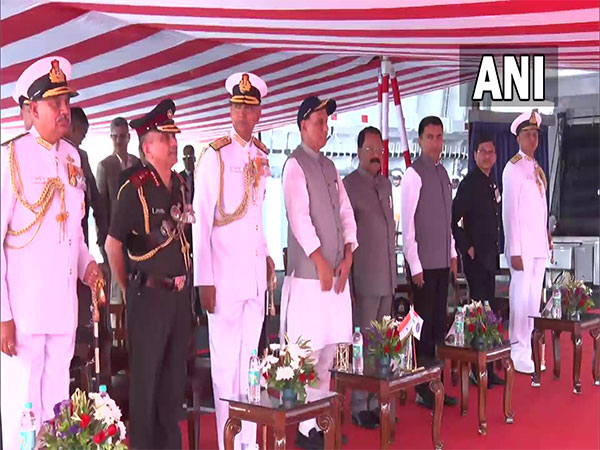 Union Defence Minister Rajnath Singh attends commissioning ceremony of India-made destroyer 'Mormugao' (Photo/ANI)