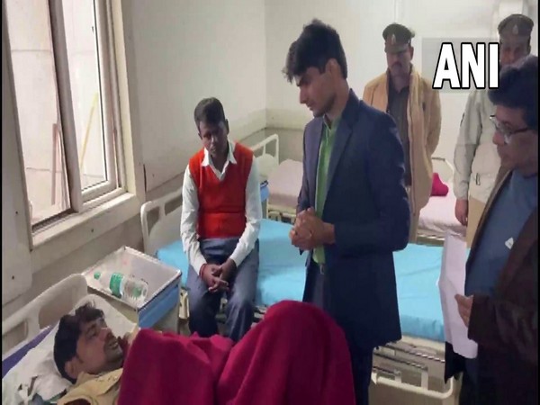 Noida DM Suhas LY visits the injured at the hospital. (Photo/ANI)