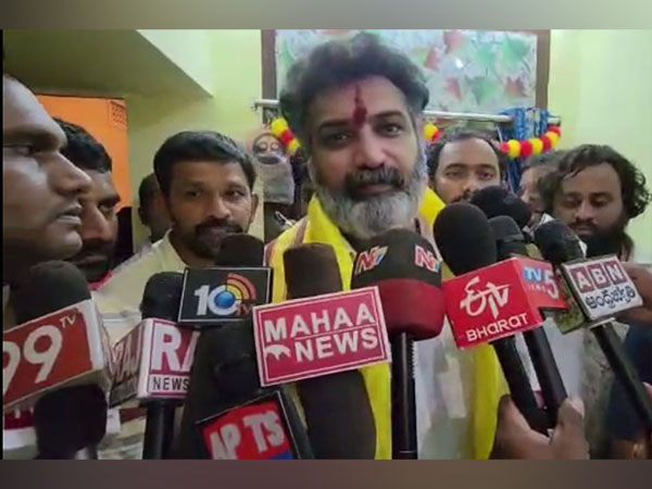 NTR's grandson Nandamuri Taraka Ratna during the media interaction.(Photo/ANI)