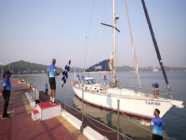 Indian Naval Sailing Vessel Tarini sets sail for expidition to Cape Town (Photo/ANI)