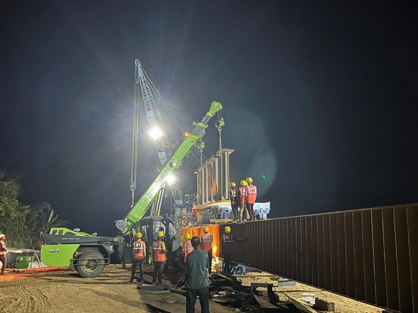 Visuals of the construction of Bairabi-Sairang Railway Project (Photo/ANI)