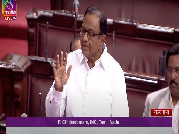 Congress leader and Rajya Sabha member P Chidambaram (Image: Sansad TV)