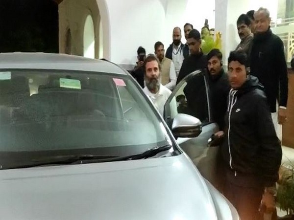 Rahul Gandhi coming out of Alwar circuit house after meeting (Photo/ANI)