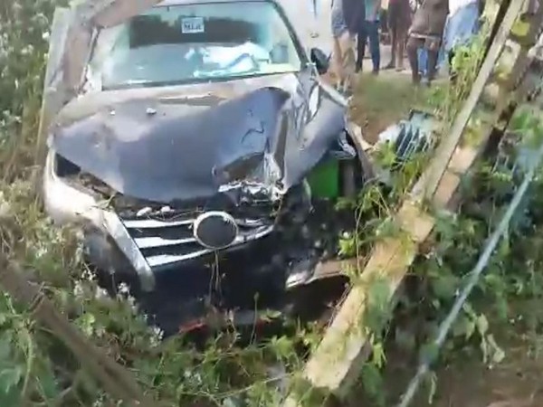 YSRCP MLA Eliza's car damaged after colliding with an electric transformer due to dense fog in Andhra Pradesh. 