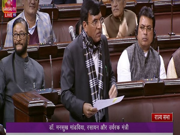 Union minister Mansukh Mandaviya in Rajya Sabha (Image: Sansad TV)