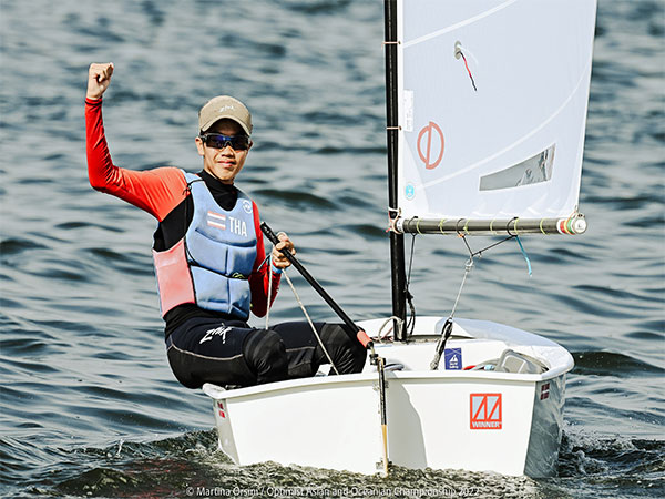 Thailand's Tongglum celebrating after winning Optimist Asian and Oceanian Championship (Image: YAI)