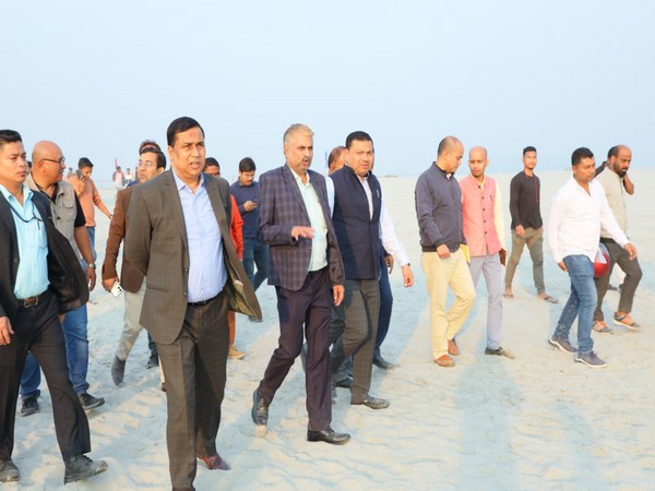 Assam Tourism Minister Jayanta Malla Baruah visited the proposed site at Brahmaputra Bali Sapori (Photo/ANI)