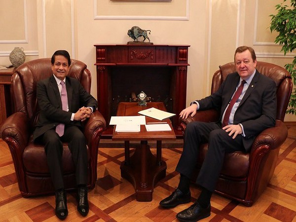 Indian ambassador to Belarus Alok Ranjan Jha met Belarus's new foreign minister Sergei Aleinik (Photo Credit: Belarus foreign ministry twitter)