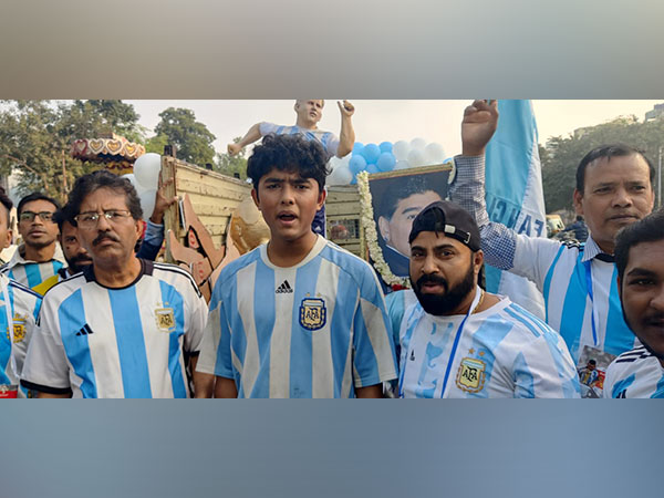 Members of the Argentina Football Fan Club at the rally. (Photo/ANI)